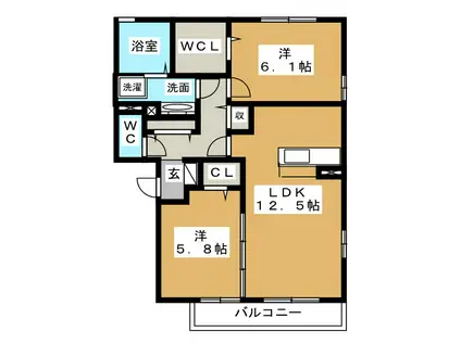 マリールタウンIII(2LDK/2階)の間取り写真