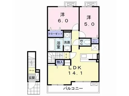 アド-ニス I(2LDK/2階)の間取り写真