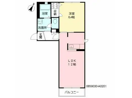 郁李苑シマII(1LDK/2階)の間取り写真