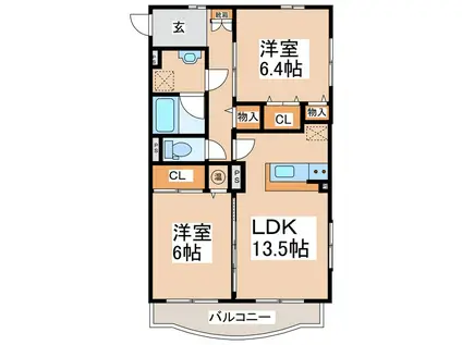 ハイム・モルゲンロート(2LDK/2階)の間取り写真