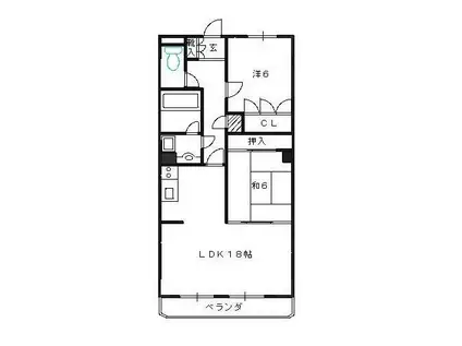 リーベンイセヤマ(2LDK/6階)の間取り写真