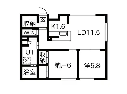ディア麻生(2LDK/2階)の間取り写真