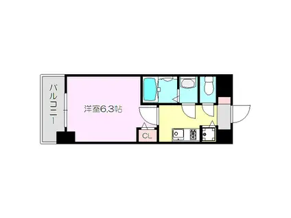 グランカリテ新大阪ウエスト(1K/11階)の間取り写真