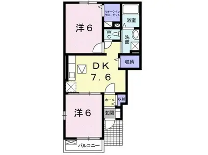 フェアクラウンII(2DK/1階)の間取り写真