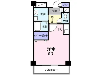 エレガント(1K/1階)の間取り写真