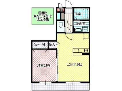グランドソレーユ(1LDK/3階)の間取り写真