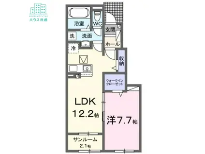 エイティエイト富の原II(1LDK/1階)の間取り写真