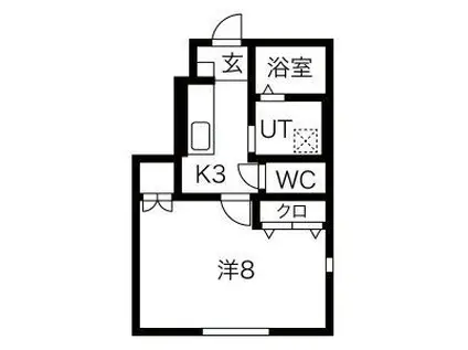 ワンリッチ上野町B(1K/1階)の間取り写真