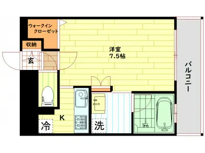 アクティコートクリスタル京橋(1K/2階)の間取り写真