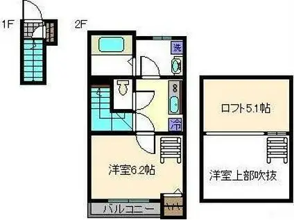 ARRIATE(1K/2階)の間取り写真