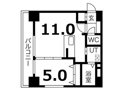 ブロス・ラ・リベルタ(1LDK/6階)の間取り写真