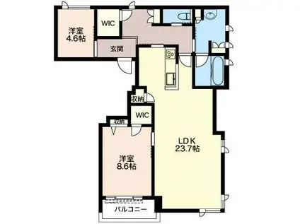 ブルームステージ西麻布(2LDK/2階)の間取り写真