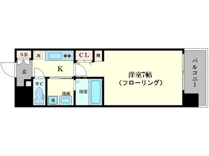 アーバネックス北堀江II(1K/7階)の間取り写真