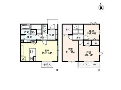 瑞穂区春山町戸建(3LDK/1階)の間取り写真