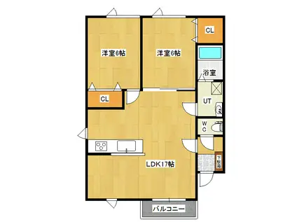 シャローム(2LDK/1階)の間取り写真