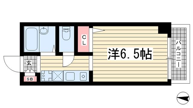 サンハウス本山(1K/4階)の間取り写真