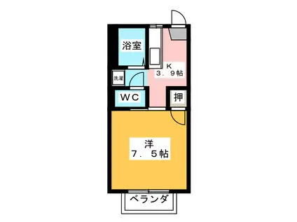 フレグランス・パル(1K/1階)の間取り写真
