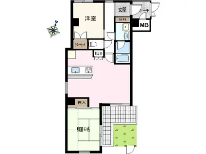 サンコート荒田(2LDK/1階)の間取り写真