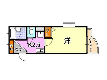 エスリード三宮フラワーロード(1K/6階)の間取り写真