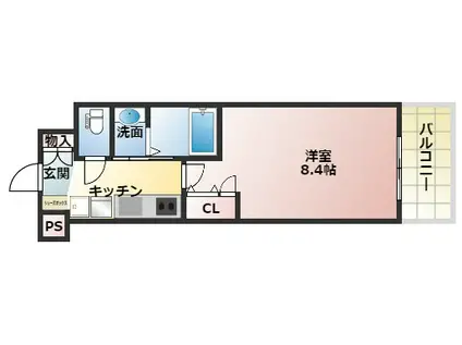 LUXE門真II(1K/9階)の間取り写真