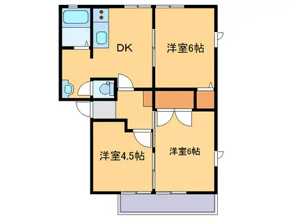 フォレストヴィラA(3DK/1階)の間取り写真