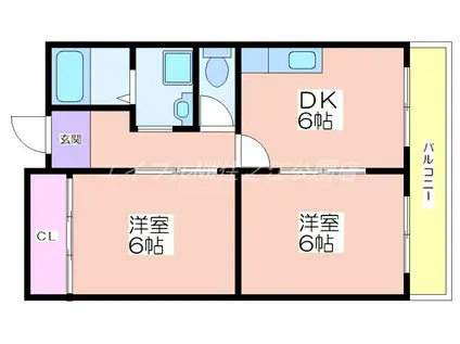 パークサイド御崎(2DK/5階)の間取り写真