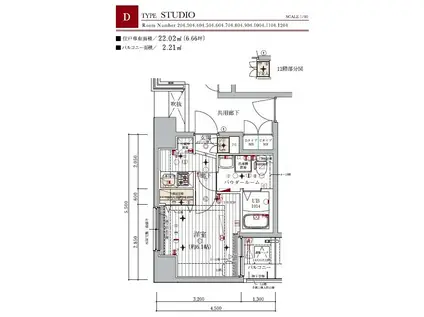 メインステージ北千住II(1K/2階)の間取り写真