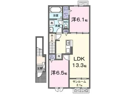 アルシオン(2LDK/2階)の間取り写真