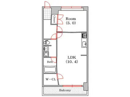 アーバンフラッツ中之島(1LDK/3階)の間取り写真