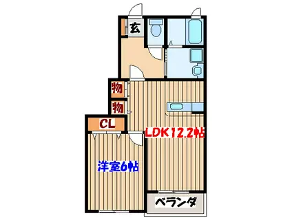 ホープヒルズ3番館(1LDK/1階)の間取り写真
