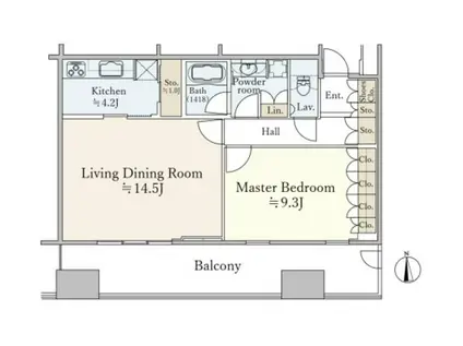 東京タイムズタワー(1LDK/31階)の間取り写真