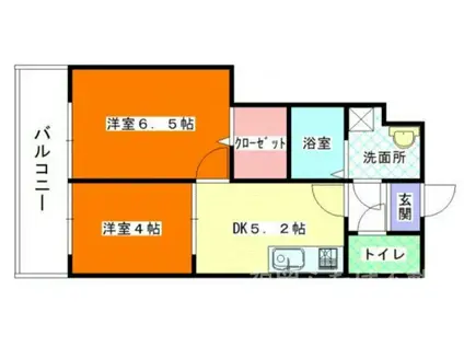 プランドール片江(2DK/2階)の間取り写真