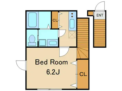 プランドル(1K/2階)の間取り写真