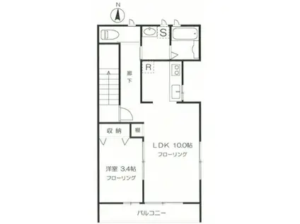 スカイタウン(1LDK/2階)の間取り写真