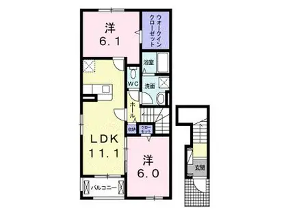 クラシオン(2LDK/2階)の間取り写真