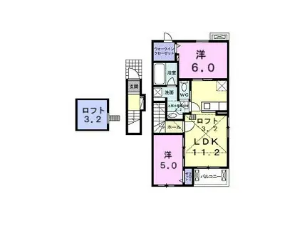 エル・クレール II(2LDK/2階)の間取り写真