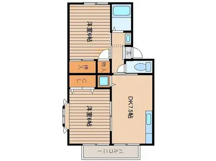 アーバーハウスA棟(2DK/2階)の間取り写真