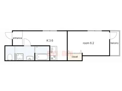 ワークヒルズ西宮本町(1K/4階)の間取り写真