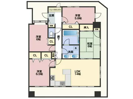 ダイアパレスライベックスタワー八幡宿(4LDK/9階)の間取り写真