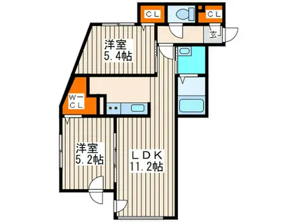 KINO(2LDK/3階)の間取り写真