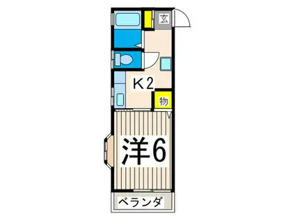 アイミーハウス(1K/2階)の間取り写真