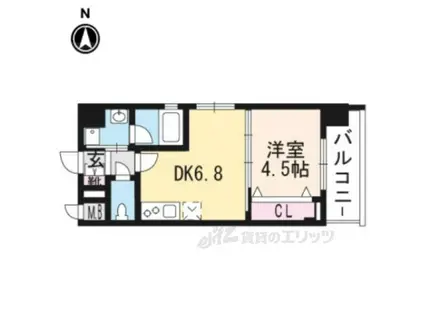 ベラジオ京都烏丸十条Ⅱ(1DK/5階)の間取り写真