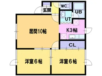 ルミエールK(2LDK/1階)の間取り写真