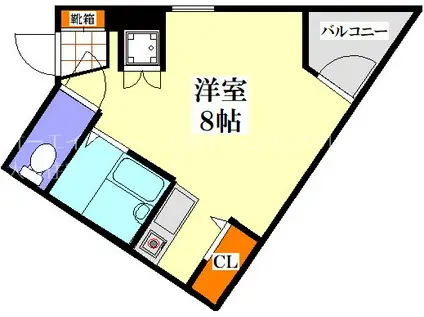 プティ・パレ(ワンルーム/4階)の間取り写真