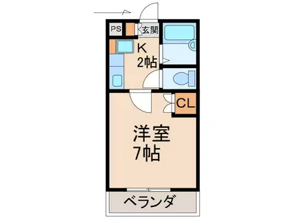 ピークハイツ(1K/2階)の間取り写真