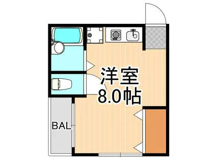 リバティハイツ(ワンルーム/2階)の間取り写真