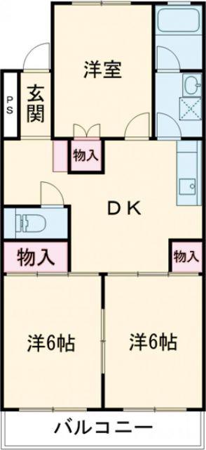 オーシャンコート(3DK/2階)の間取り写真