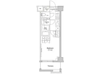 ザ・パークハビオ下北沢(1K/1階)の間取り写真