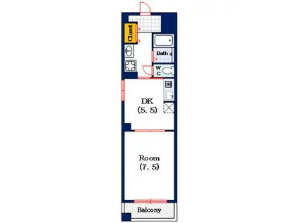 パークサイドエール(1DK/3階)の間取り写真