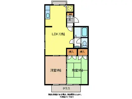 グランドハイツ宮島A棟(2LDK/2階)の間取り写真